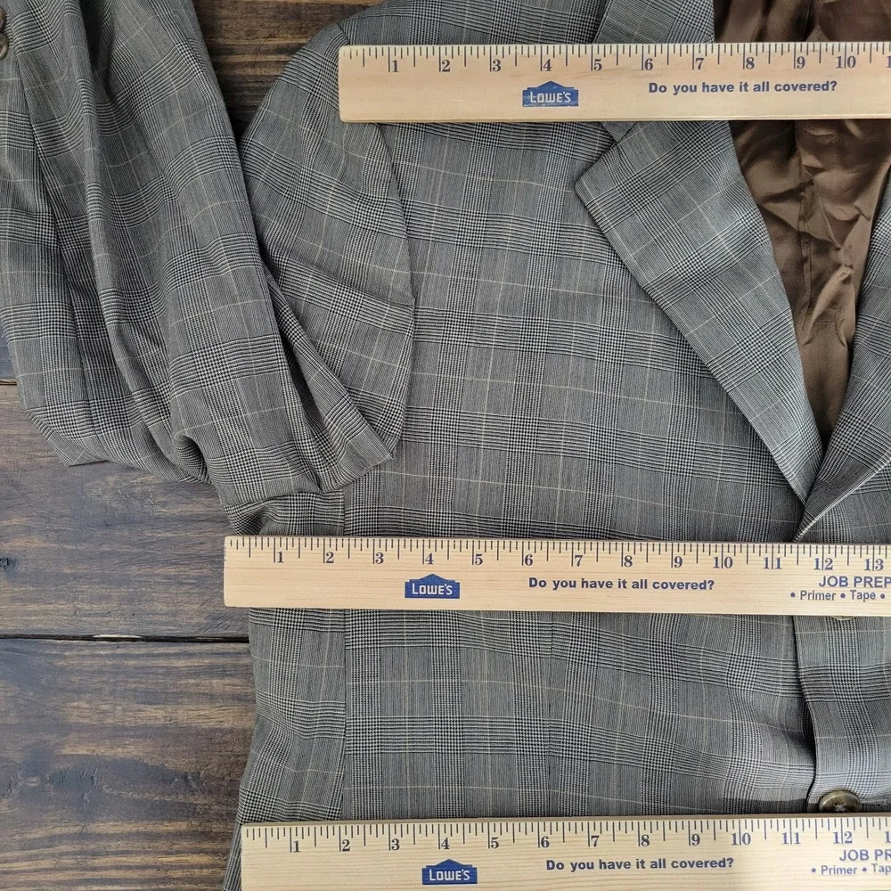 Lauren Ralph Lauren Men's Sport Coat Blazer Three Button Brown‎ Plaid Wool 46R